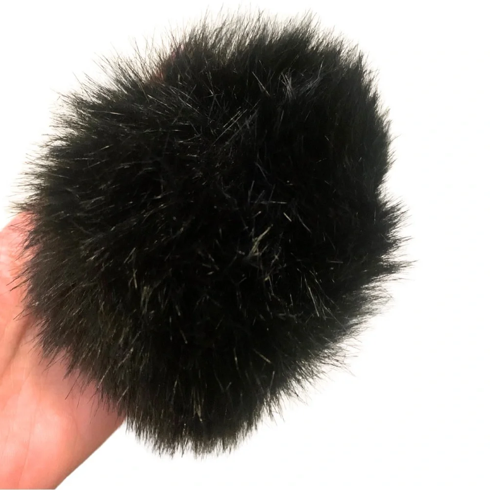 2/$30 Black Faux Fur Ball Keychain Bag Charm Pendant Pom Pom Round Puffy